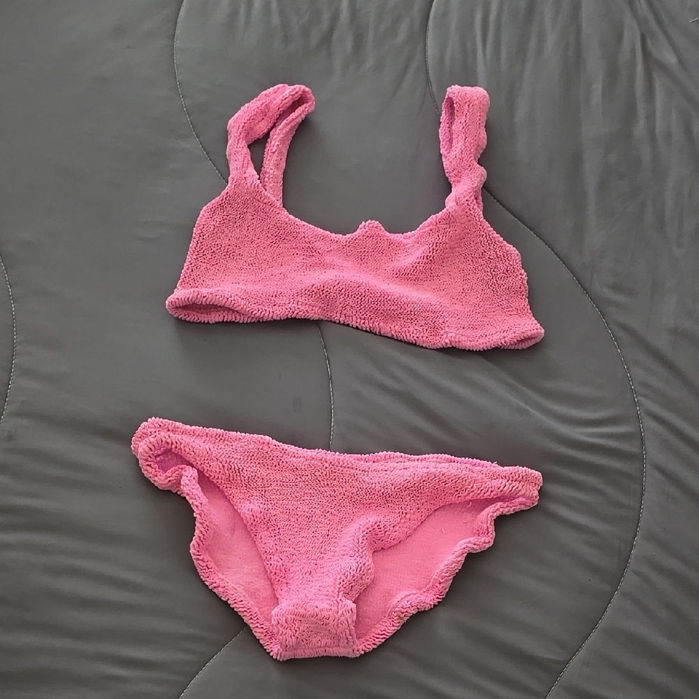 Rosy Pink Bikini Set with Plush Texture